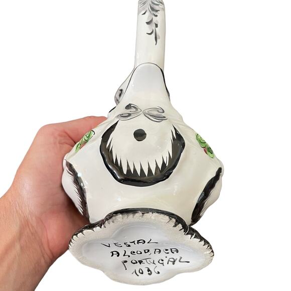 Vintage Portugal Pottery Pitcher & Bowl Plate Vestal Alcobaca Hand Painted Farm - Picture 5 of 16